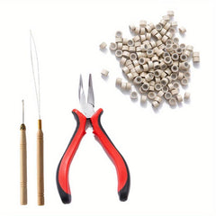 Hair Extension Set with Pliers, Needle Puller, Looper, Rings, and Buckles