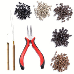 Hair Extension Set with Pliers, Needle Puller, Looper, Rings, and Buckles