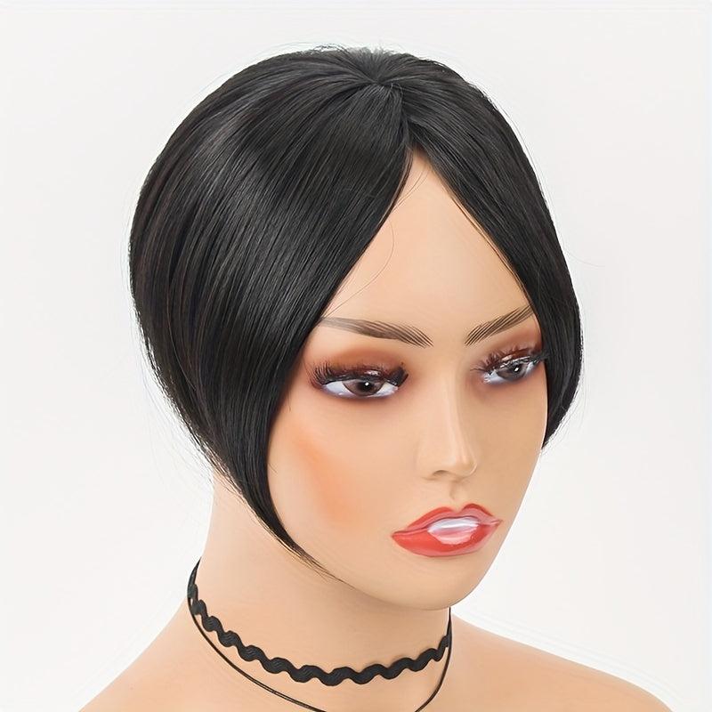 Heat Resistant Synthetic Hair Topper with Bangs Clip In Silk Hair Pieces