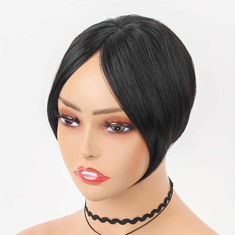 Heat Resistant Synthetic Hair Topper with Bangs Clip In Silk Hair Pieces