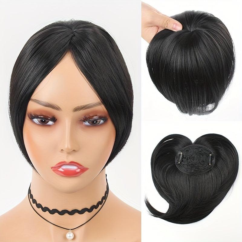 Heat Resistant Synthetic Hair Topper with Bangs Clip In Silk Hair Pieces