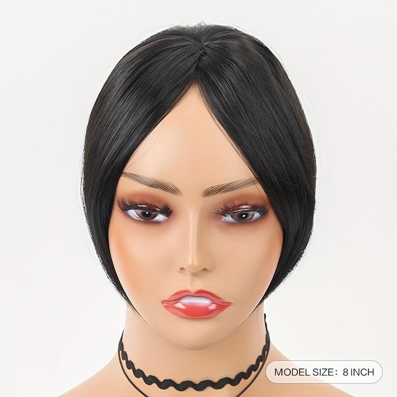 Heat Resistant Synthetic Hair Topper with Bangs Clip In Silk Hair Pieces