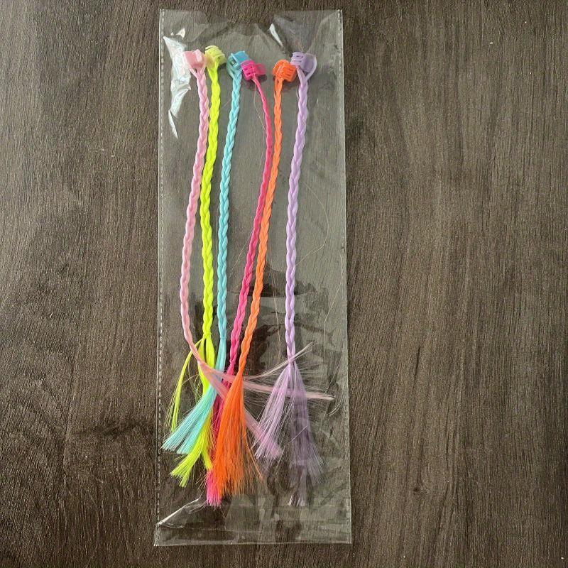 6pcs Girls Braided Hair Clips Extended Grip Clips Multicolor Hair Clips
