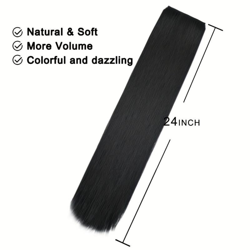 Long Straight Hair Extension Natural Looking Synthetic Clip In Hair