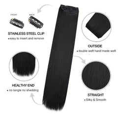 Long Straight Hair Extension Natural Looking Synthetic Clip In Hair