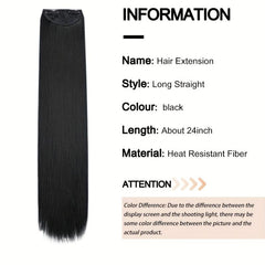 Long Straight Hair Extension Natural Looking Synthetic Clip In Hair