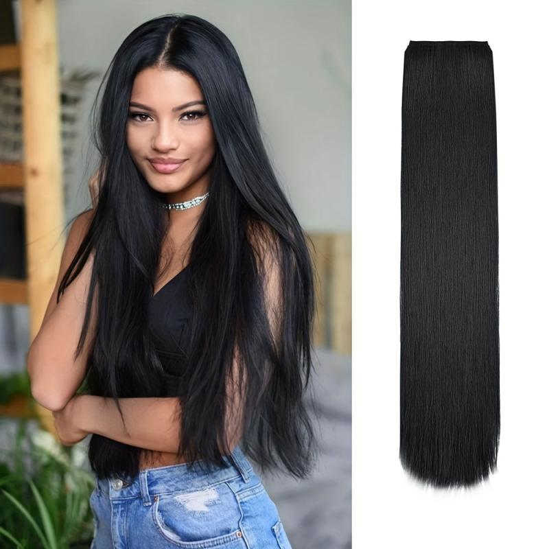 Long Straight Hair Extension Natural Looking Synthetic Clip In Hair