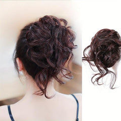 Messy Bun Hairpiece Curly Wavy Synthetic Hair Scrunchie Extensions Brown