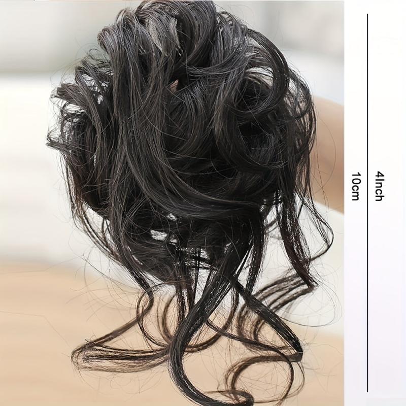 Messy Bun Hairpiece Curly Wavy Synthetic Hair Scrunchie Extensions Brown