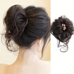 Messy Bun Hairpiece Curly Wavy Synthetic Hair Scrunchie Extensions Brown