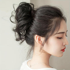 Messy Bun Hairpiece Curly Wavy Synthetic Hair Scrunchie Extensions Brown