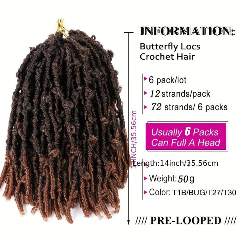 Butterfly Locks Braids Hair Pieces Synthetic Crochet Hair Extensions