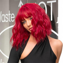 35 56 Cm Green Curly Synthetic Wig With Bangs for Women