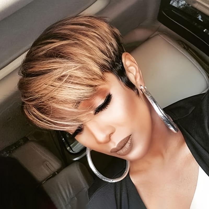 Short Blonde Wig Women's Synthetic Pixie Cut Wig 6 Inch Natural Wigs