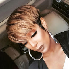 Short Blonde Wig Women's Synthetic Pixie Cut Wig 6 Inch Natural Wigs