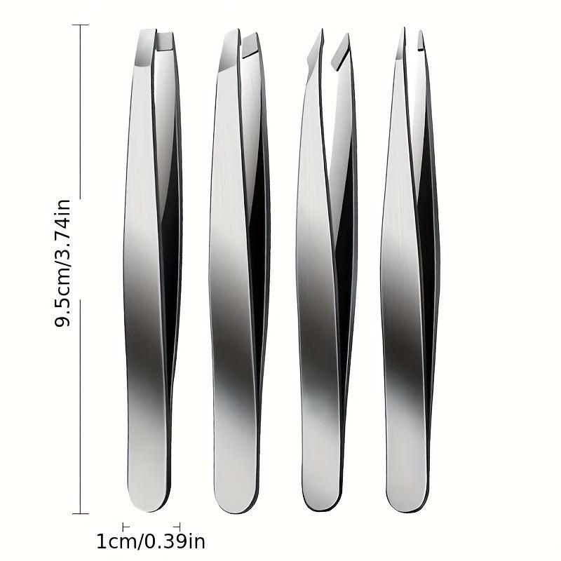4pcs Professional Tweezers Set for Eyebrows Precision Facial Hair Removal
