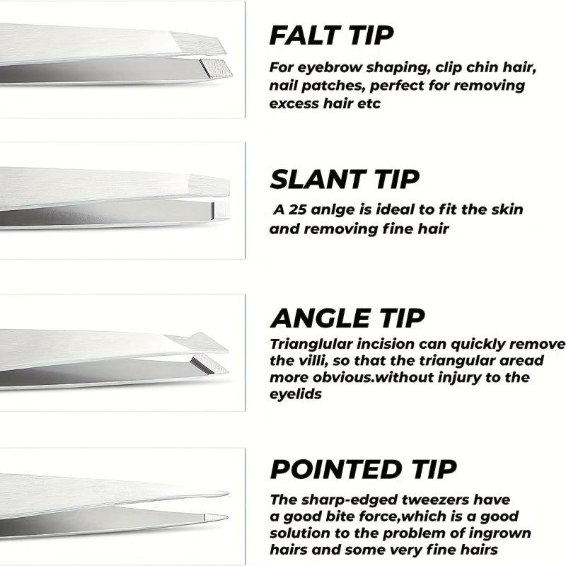 4pcs Professional Tweezers Set for Eyebrows Precision Facial Hair Removal