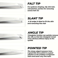 4pcs Professional Tweezers Set for Eyebrows Precision Facial Hair Removal