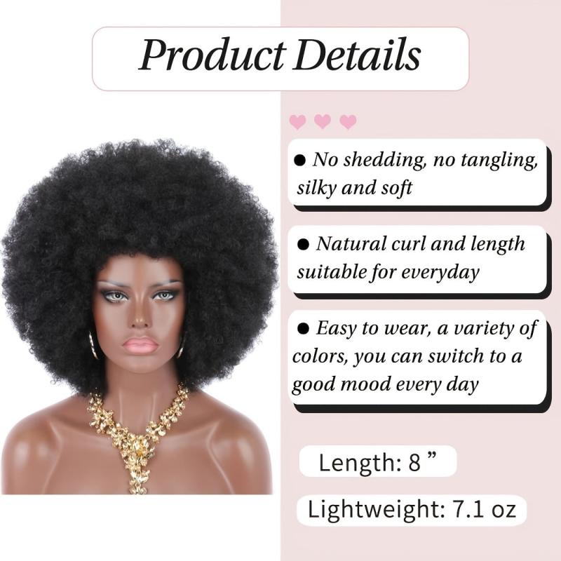 Short Afro Kinky Curly Hair Wig - Natural Looking Synthetic Wig for Women