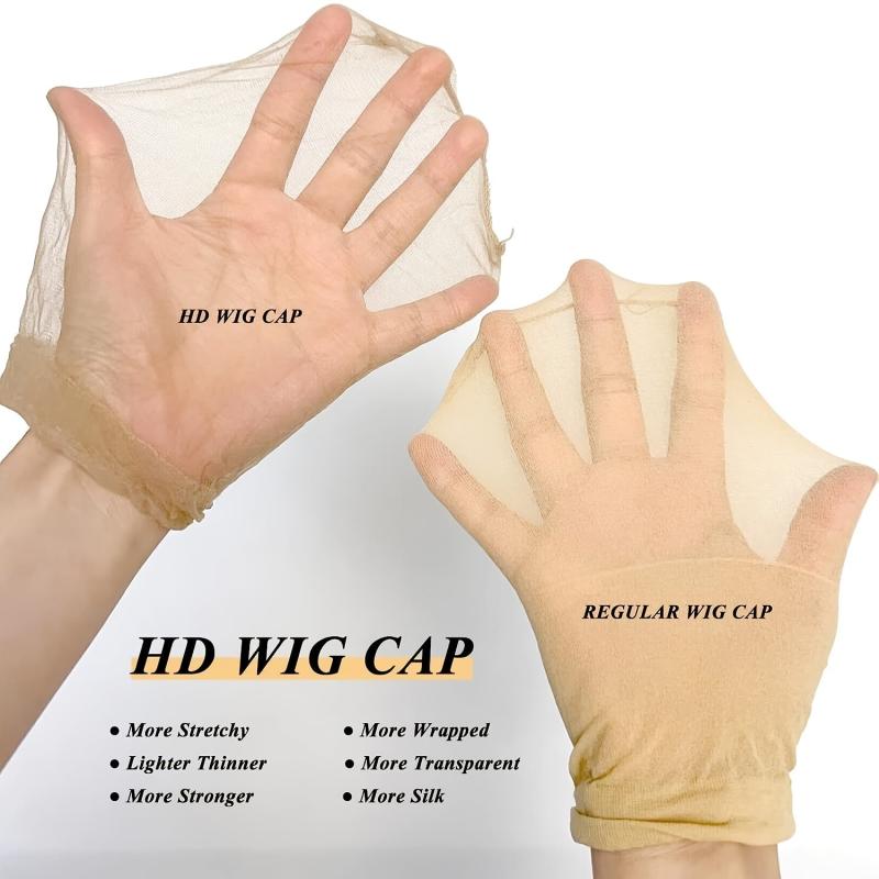 4pcs HD Wig Cap Elastic Breathable Invisible Caps