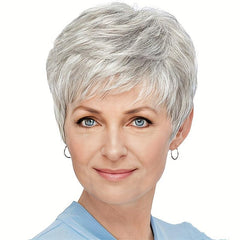 Short Straight Pixie Cut Wig With Bangs Synthetic Wig Heat Resistant