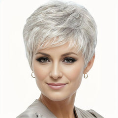 Short Straight Pixie Cut Wig With Bangs Synthetic Wig Heat Resistant