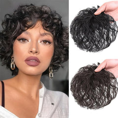 Short Curly Hair Topper Clip In Extensions for Women and Girls