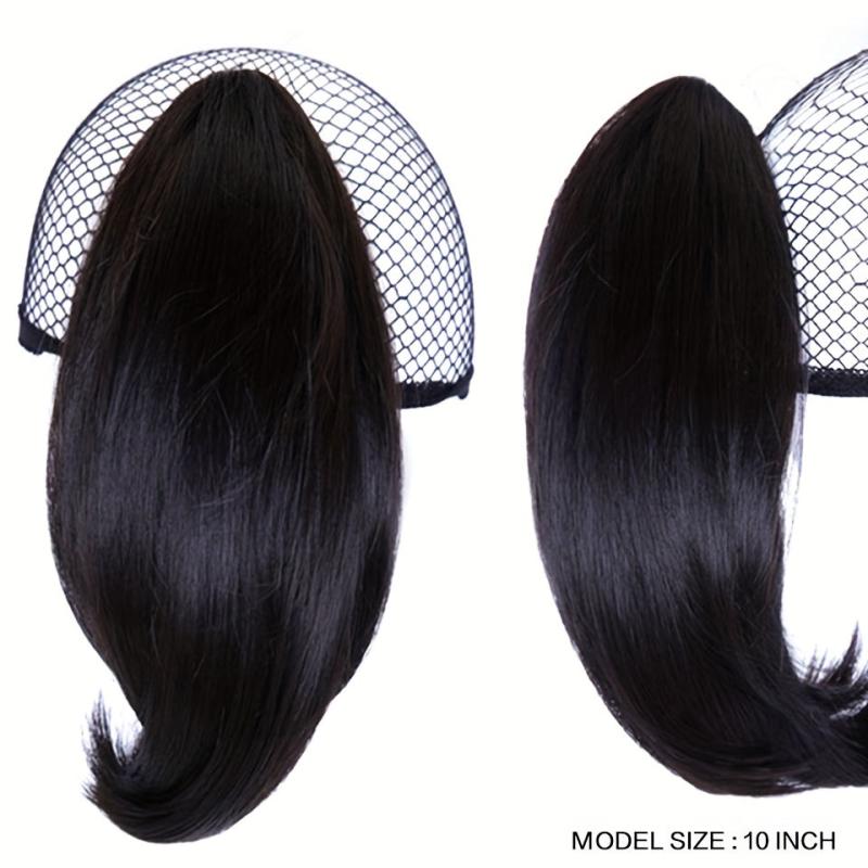 Short Claw Clip In Ponytail Extension Straight Bouncy Synthetic Hair