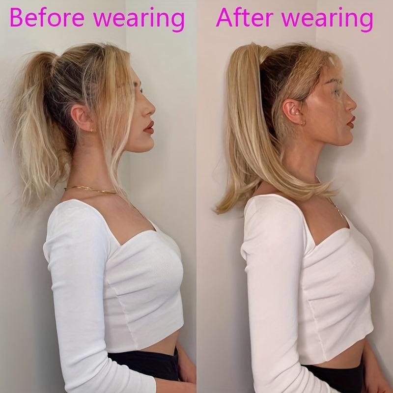 Short Claw Clip In Ponytail Extension Straight Bouncy Synthetic Hair