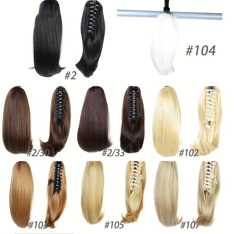 Short Claw Clip In Ponytail Extension Straight Bouncy Synthetic Hair