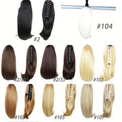Short Claw Clip In Ponytail Extension Straight Bouncy Synthetic Hair