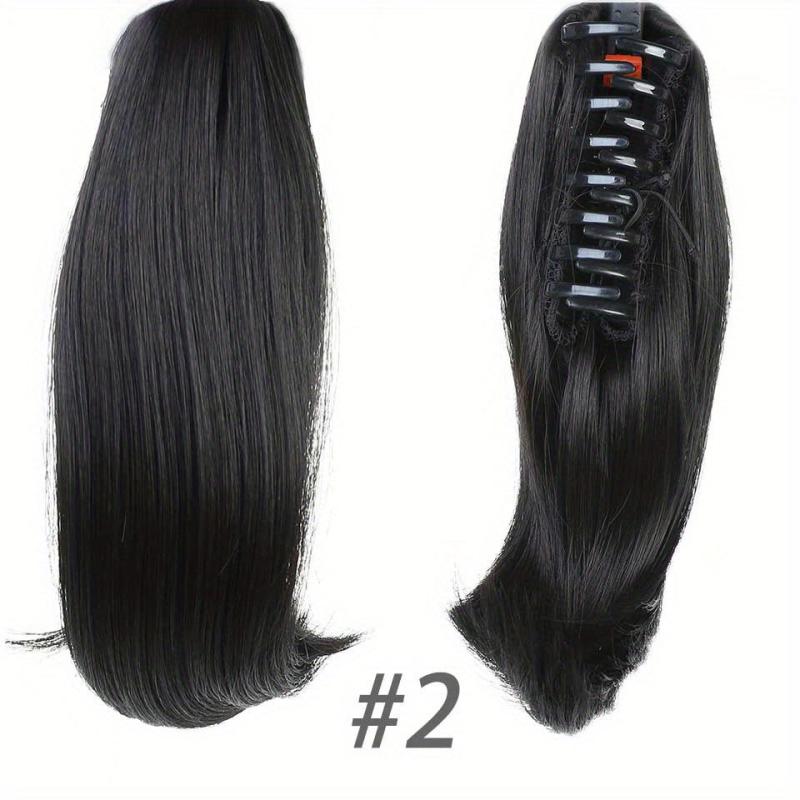 Short Claw Clip In Ponytail Extension Straight Bouncy Synthetic Hair