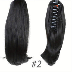 Short Claw Clip In Ponytail Extension Straight Bouncy Synthetic Hair