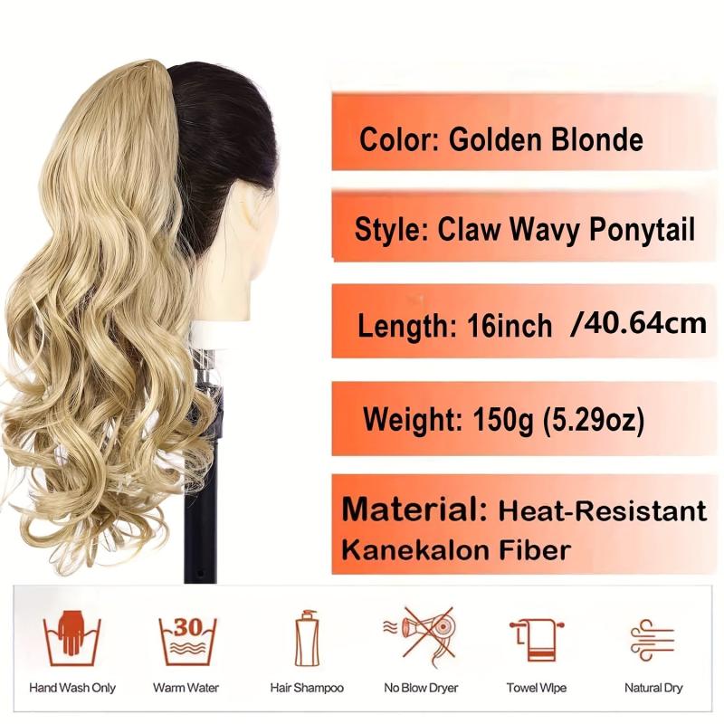 Long Wavy Ponytail Hair Extension Drawstring Synthetic Hair for Women