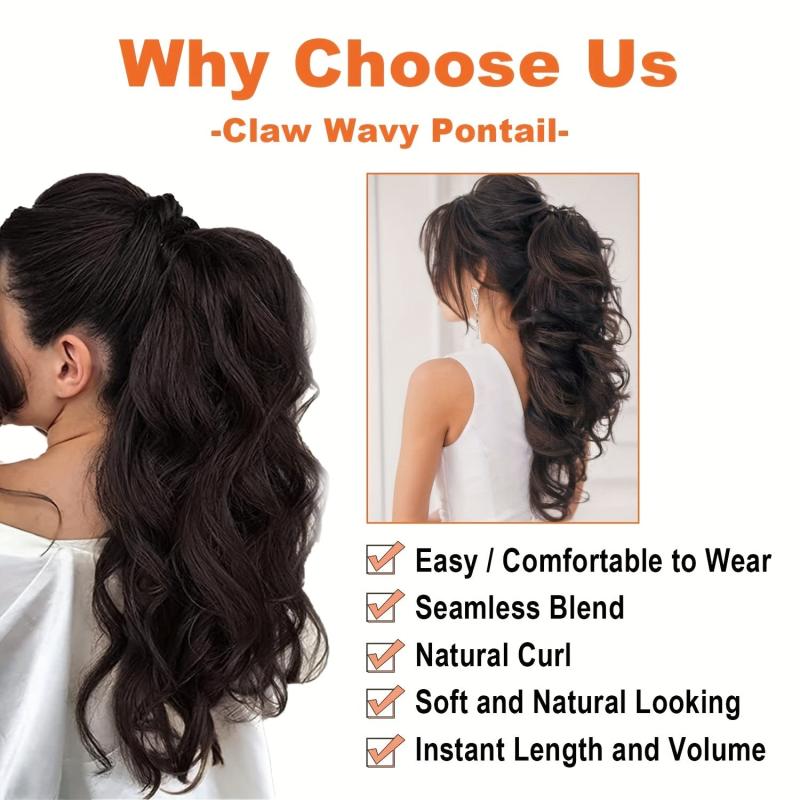 Long Wavy Ponytail Hair Extension Drawstring Synthetic Hair for Women