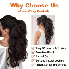 Long Wavy Ponytail Hair Extension Drawstring Synthetic Hair for Women