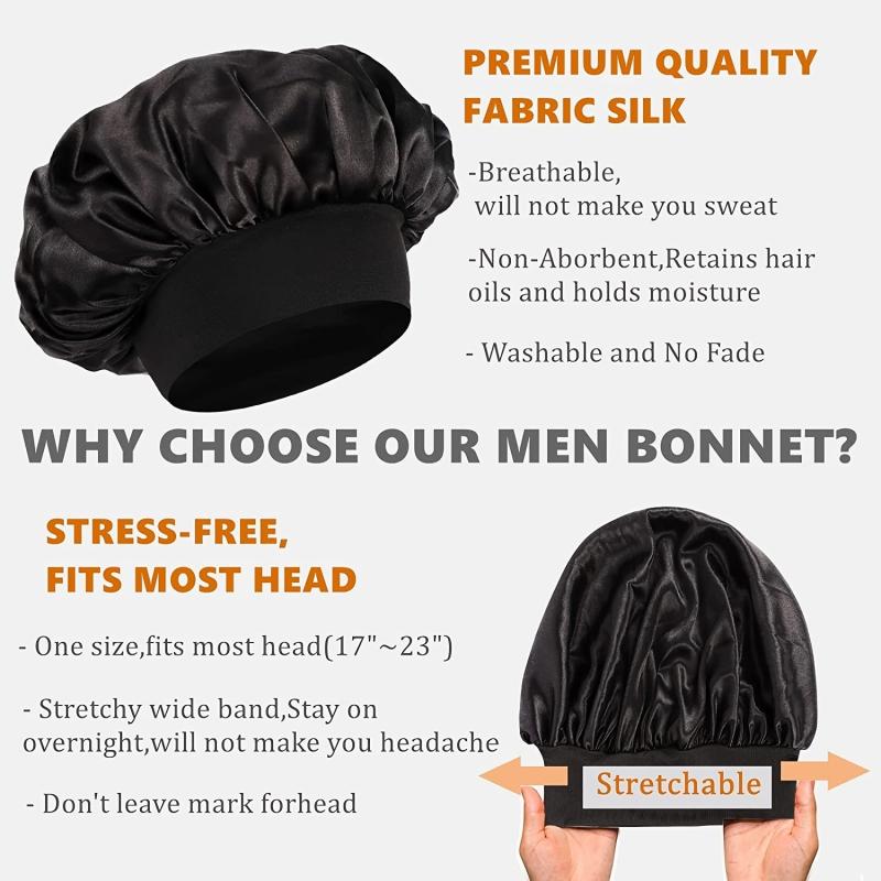 Men's Reversible Satin Sleep Cap Hair Bonnet