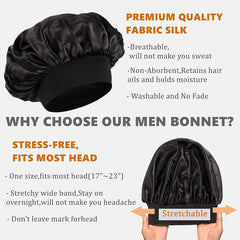 Men's Reversible Satin Sleep Cap Hair Bonnet