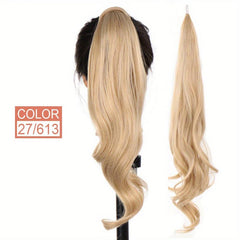 Curly Ponytail Hair Pieces Flexible Wire Wrap Blonde Hair Extensions