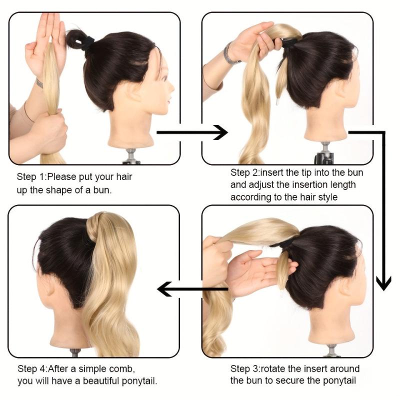 Curly Ponytail Hair Pieces Flexible Wire Wrap Blonde Hair Extensions