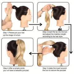 Curly Ponytail Hair Pieces Flexible Wire Wrap Blonde Hair Extensions