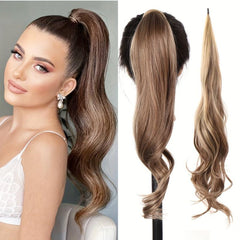 Curly Ponytail Hair Pieces Flexible Wire Wrap Blonde Hair Extensions
