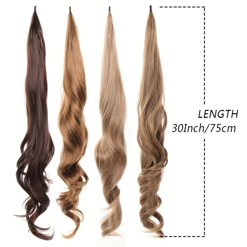 Curly Ponytail Hair Pieces Flexible Wire Wrap Blonde Hair Extensions