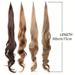 Curly Ponytail Hair Pieces Flexible Wire Wrap Blonde Hair Extensions