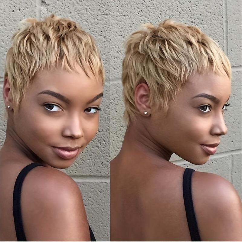 Blonde Brown Short Pixie Cut Wigs