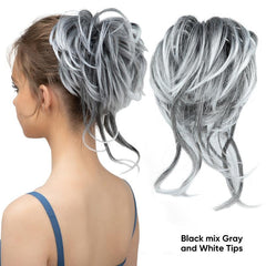 Messy Hair Buns Elastic Band Clip In Ponytail Hair Extensions
