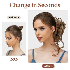 Messy Hair Buns Elastic Band Clip In Ponytail Hair Extensions