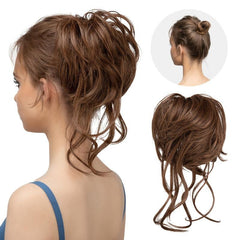 Messy Hair Buns Elastic Band Clip In Ponytail Hair Extensions