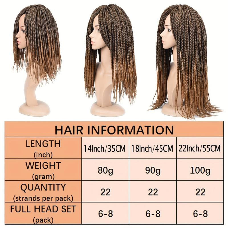 Ombre Crochet Hair Box Braids 22 Strands Brown 72 Cm Synthetic Braiding Hair