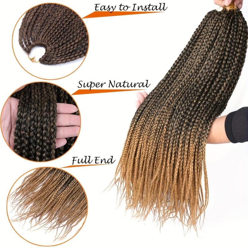 Ombre Crochet Hair Box Braids 22 Strands Brown 72 Cm Synthetic Braiding Hair